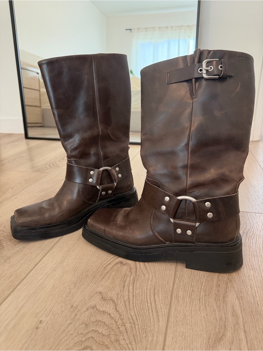 Vagabond Dark Brown Leather Harness Moto Boots
